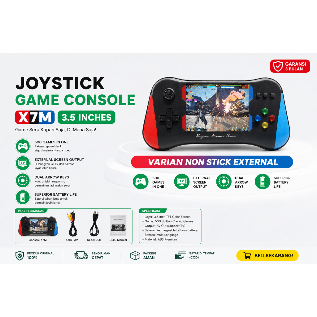 Game Console X7M Portable 3.5 Inch 500 Games Retro Konsol Game Mini Support TV Output Baterai Isi Ul