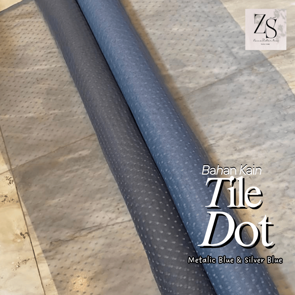 Bahan Kain Soft Tile Tille Tule Tulle Dot Dotty Halus Lemas Warna Metalic Blue | Silver Blue