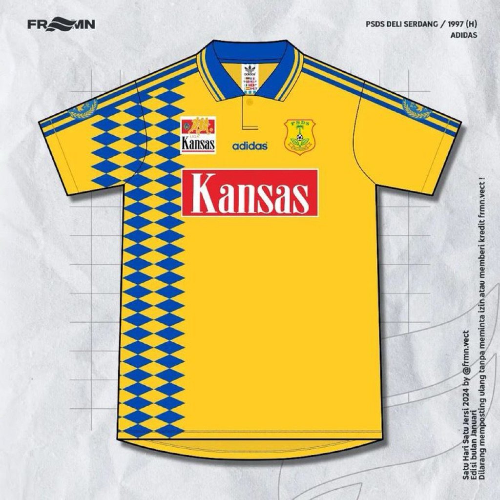 Jersey Psds deli serdang baju retro vintage bahan dry fit full printing free nama dan no punggung