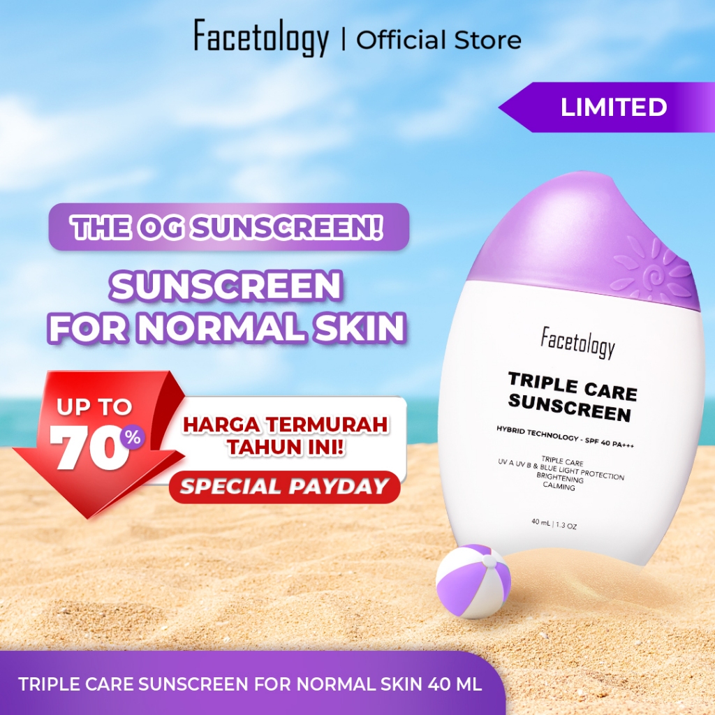 Facetology [IN VIVO & NON COMEDOGENIC SUNSCREEN TESTED] Triple Care Sunscreen SPF 40 PA+++ 40ML [Rea