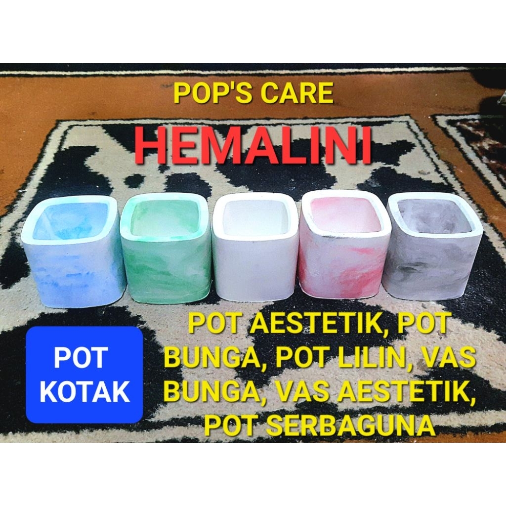 POT AESTETIK KOTAK/POT LILIN/POT BUNGA/VAS BUNGA/POT KOTAK SERBAGUNA