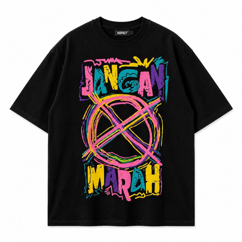 Kaos Oversize Pria & Wanita T-shirt unisex BIM BIM SLANK  JANGAN MARAH Neon Graffiti Unisex 24s Bonu