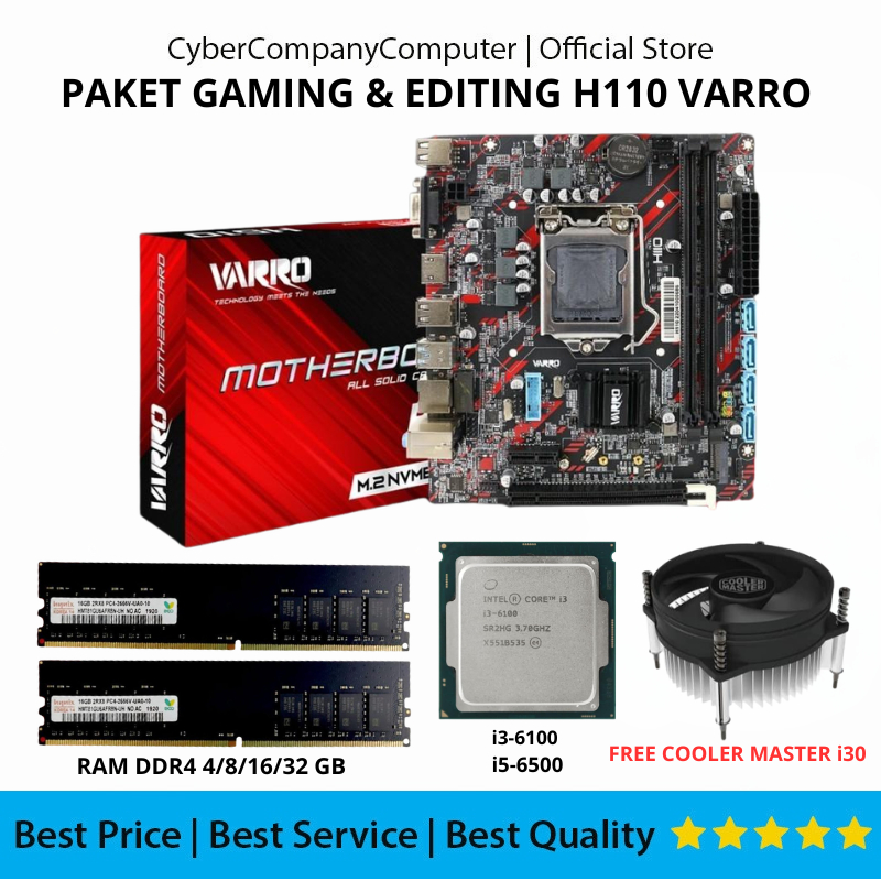 Gaming Editing Motherboard Paket Motherboard H110 Socket LGA 1151 Intel Core i3-6100 i5-6500 USB 3.0