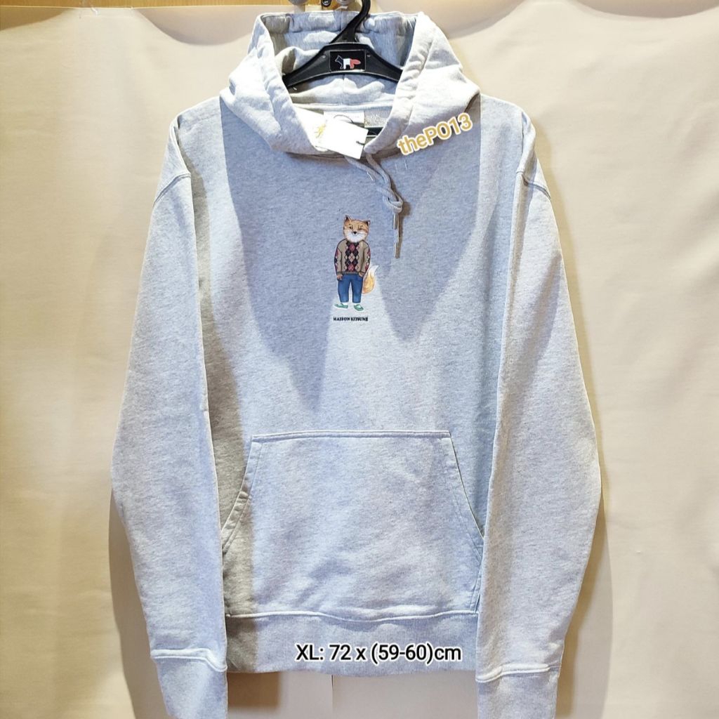 MAISON KITSUNE NEW DRESSED FOX HOODIE GREY FW23 AUTHENTIC 100% BNWT