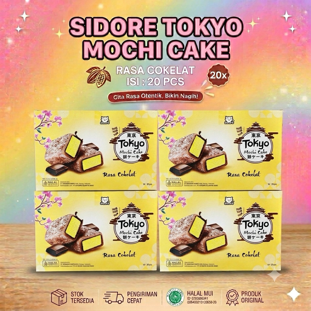 TOKYO MOCHI CAKE RASA COKLAT - 1 Dus Isi 20 Pcs