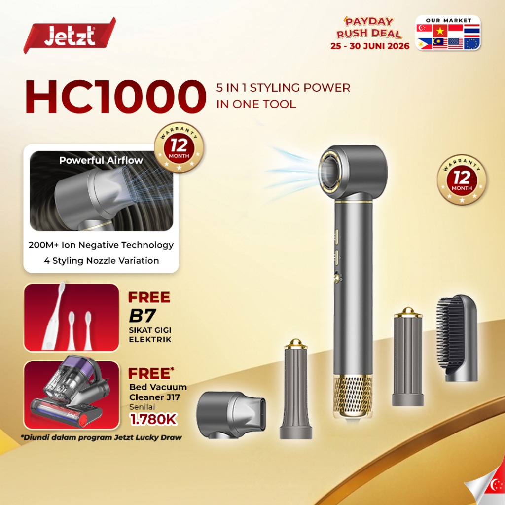 JETZT HC1000 Hair Dryer 3 in 1 Pengering rambut 200 Juta ion negatif Teknologi anti radiasi aman unt