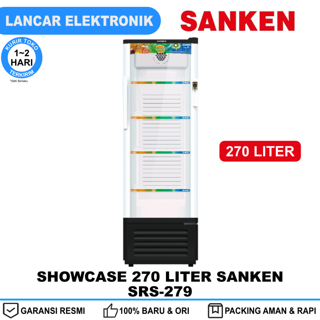 Showcase Sanken 270 Liter 4 Rak SRS-279