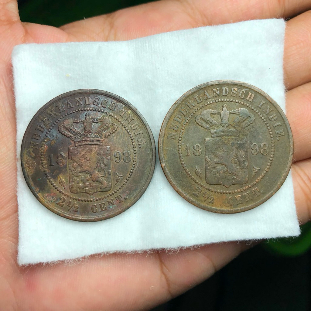 Koin Benggol 2,5 Cent Asli 2pcs Tahun 1898