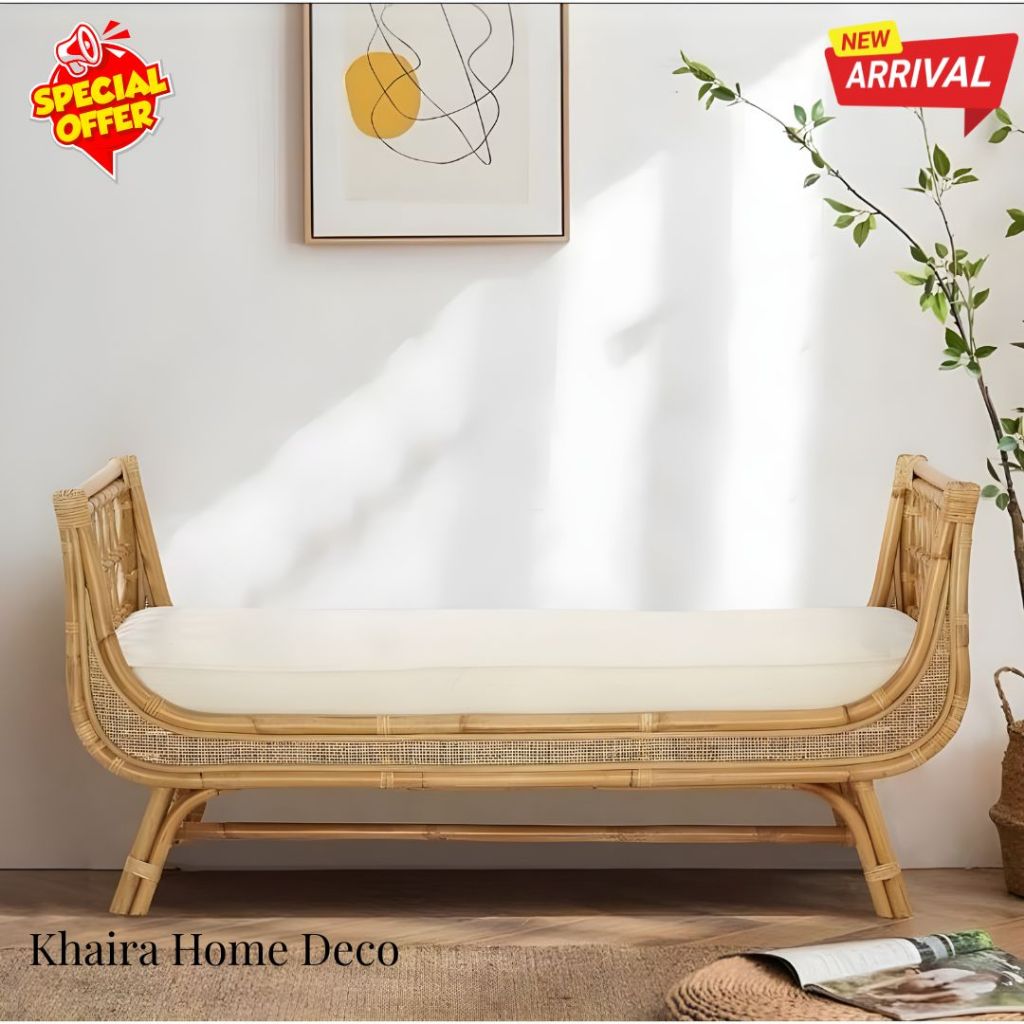 Sofa Bench Panjang Rotan