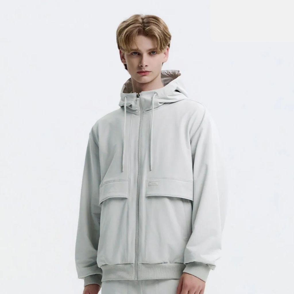 Jacket National Geographic Unisex Arvhelon Double Warm Wvn Zip-Up Hoodie Original Pria Wanita Casual