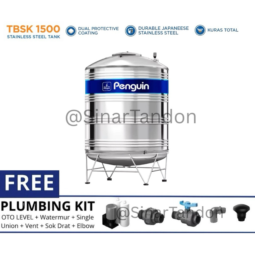 Tangki Air / Tandon / Toren Stainless Penguin 1500 Liter - TBSK 1500