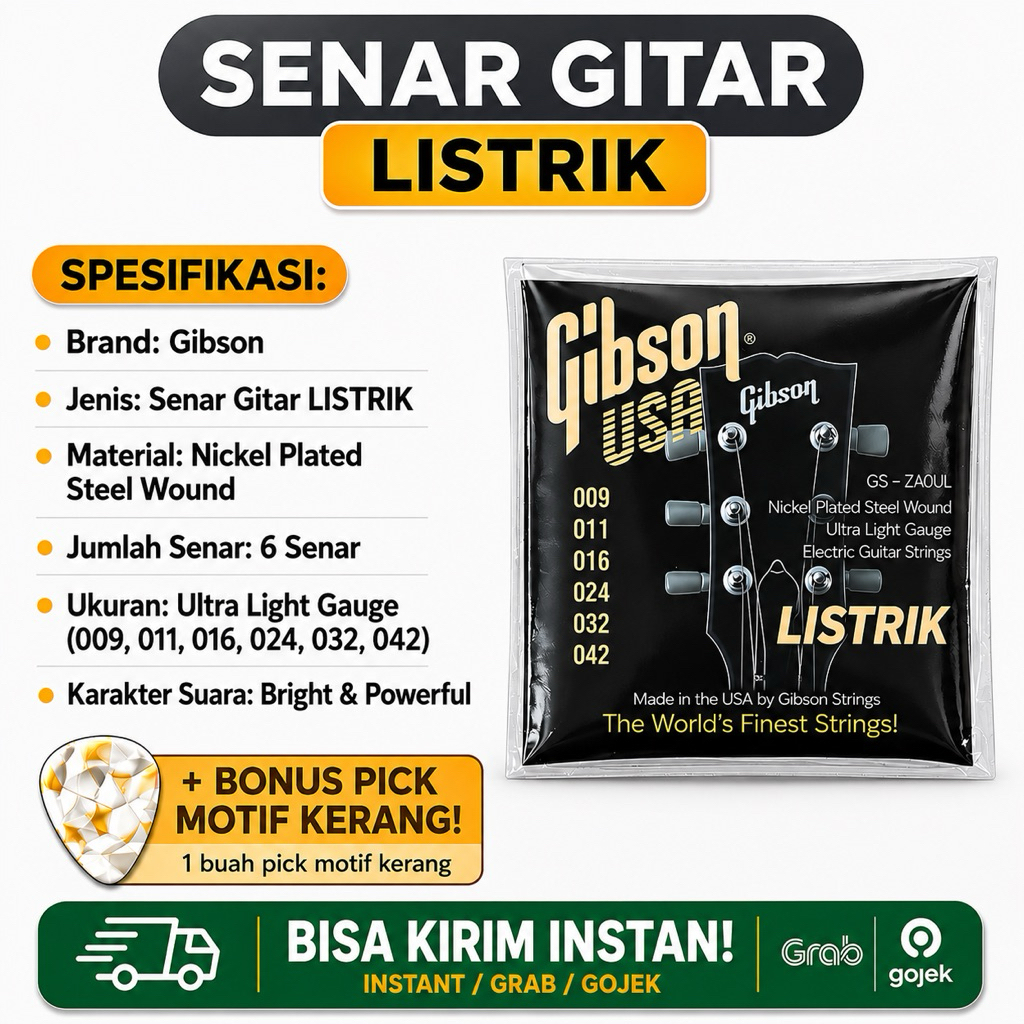 Senar Gitar Elektrik Gibson USA Original Ultra Light 009-042 - String Electric
