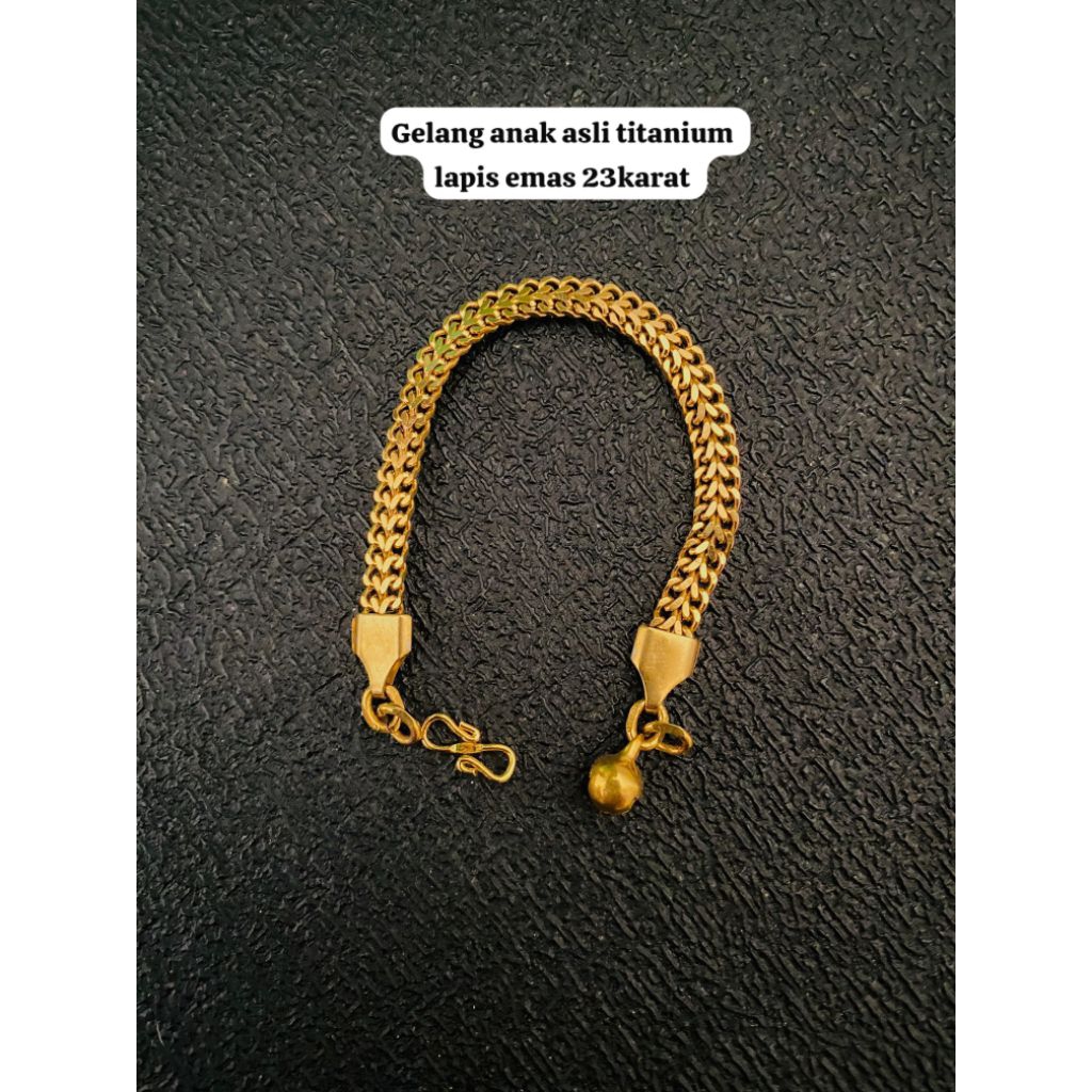 gelang lipan anak asli Titanium lapis emas 23karat anti luntur