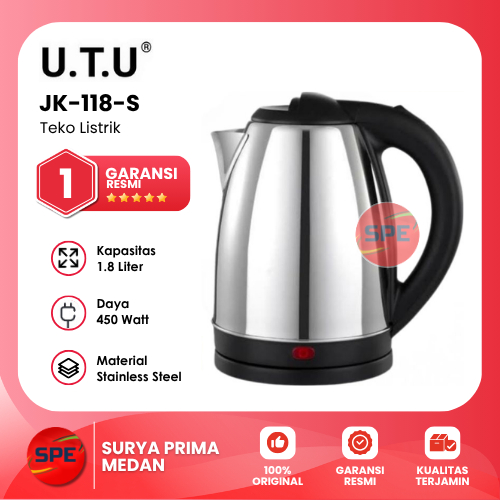Teko / ceret listrik stainless UTU velox 1.8 liter