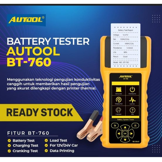 AUTOOL BT760 6-30V ALAT TES AKI KENDARAAN VIA THERMAL PRINTER BT 760