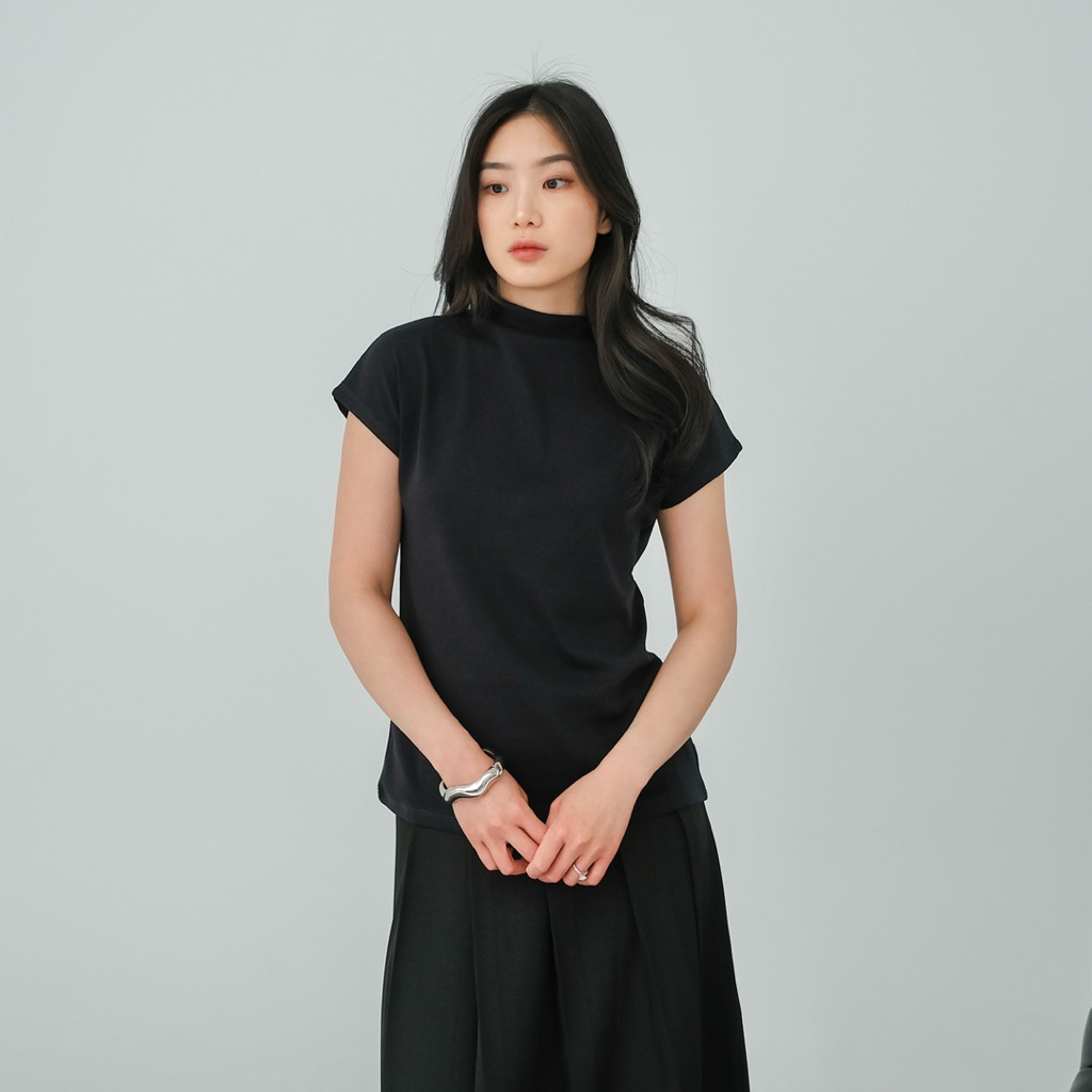 MIEL TOP / high neck top / Atasan Wanita / Kaos wanita rib knit halus / kaos knit / Kaos basic / Kao