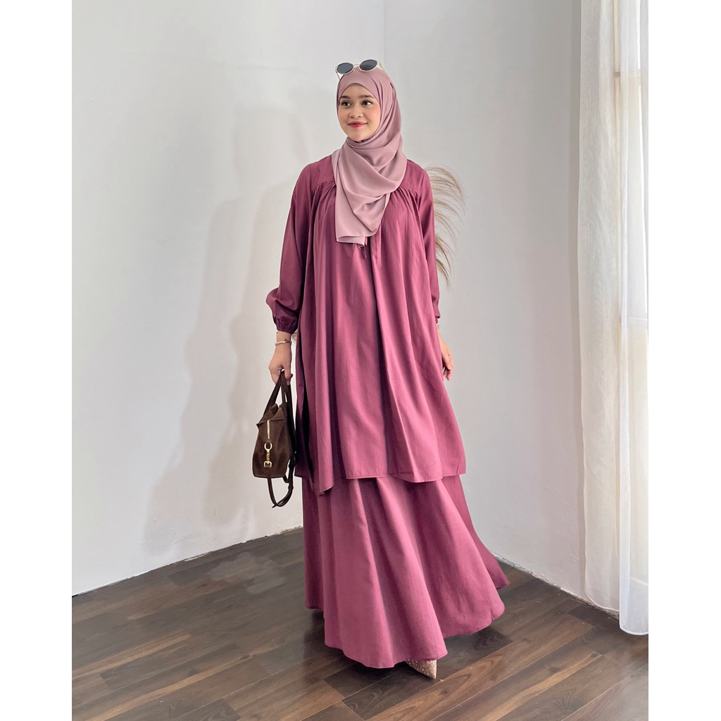 SELINA SET ROK Setelan Rok Tunik Bahan Katun Nero Premium