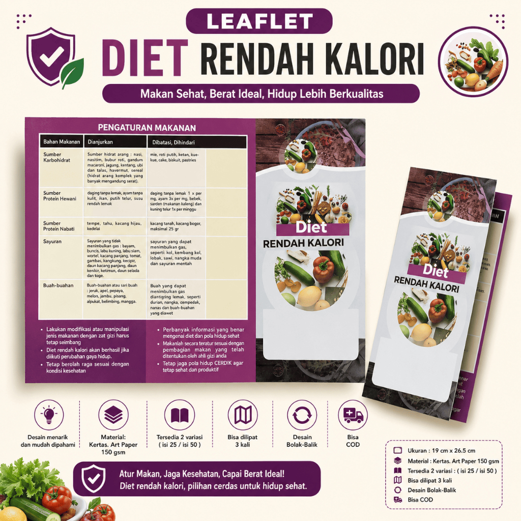 Leaflet Diet Rendah Kalori - Menjaga Makanan - Diet - Brosur