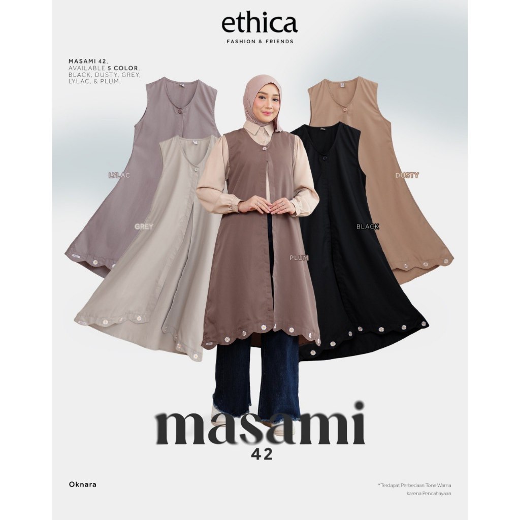 Ethica Masami 42 Outer Gamis Tanpa Lengan Lengan Panjang 5 Warna Fashion Muslimah