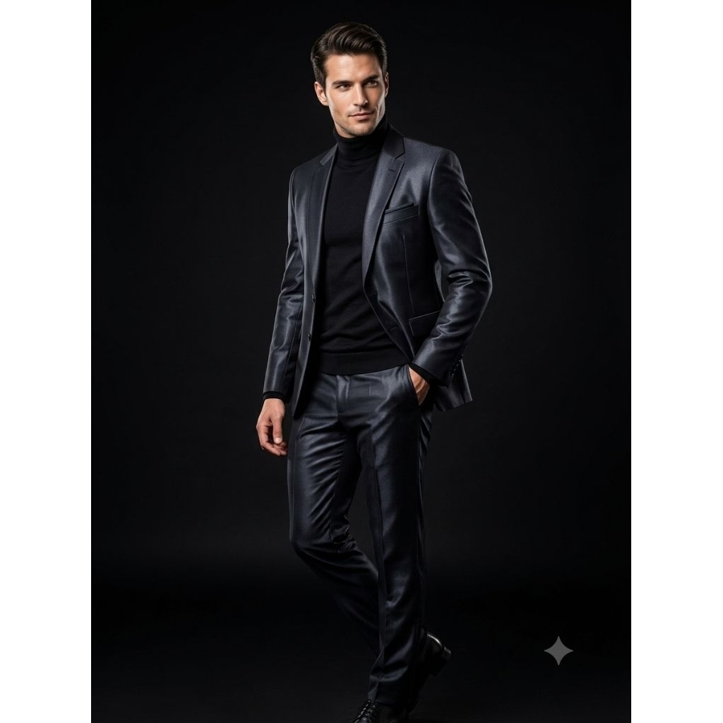 LD 100 Zishen BLAZER JAS Hitam Glossy LUXURY Size S