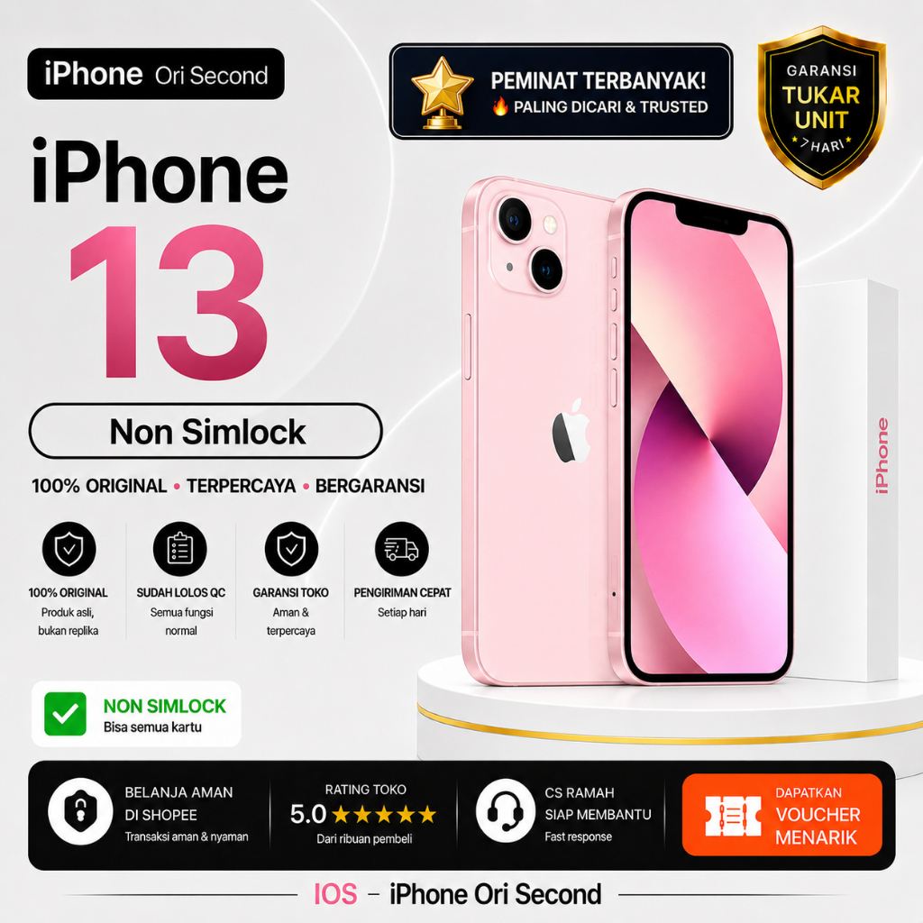 BEST IP 13 256GB 128GB Second/ALL SIM / Bekas 100% ORI/ Kondisi Mulus NORMAL NO Minus/ LINK BEST SEL