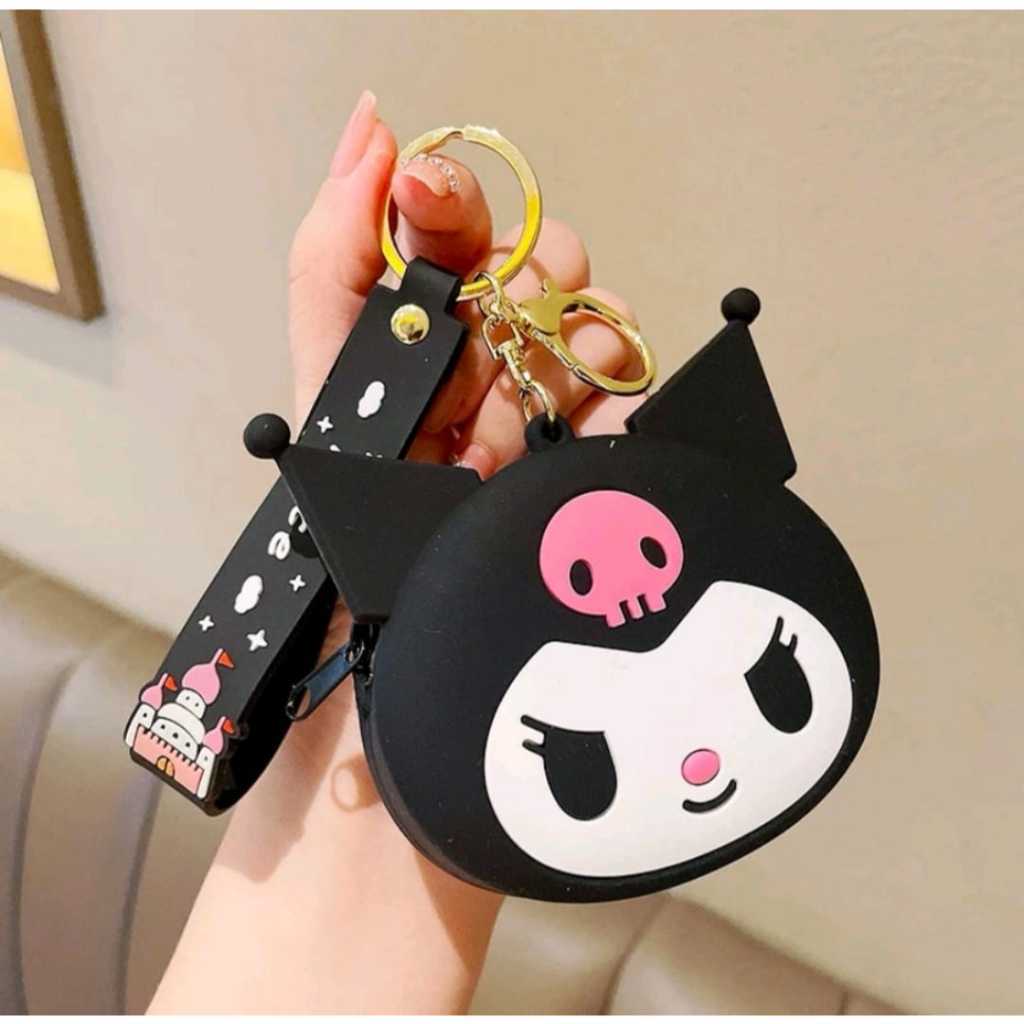 DOMPET KUROMI ,Dompet Mini Jepang Untuk Perhiasan Earphone Airpods dan Koin Silicon Anti Air Karakte