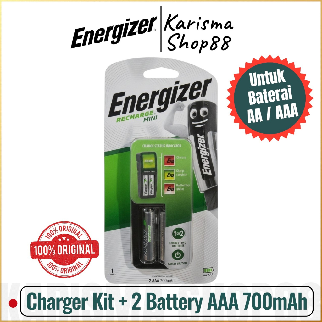 Mini Charger / Casan Energizer + 2 Pcs Baterai Cas Energizer AAA 700mAh AA