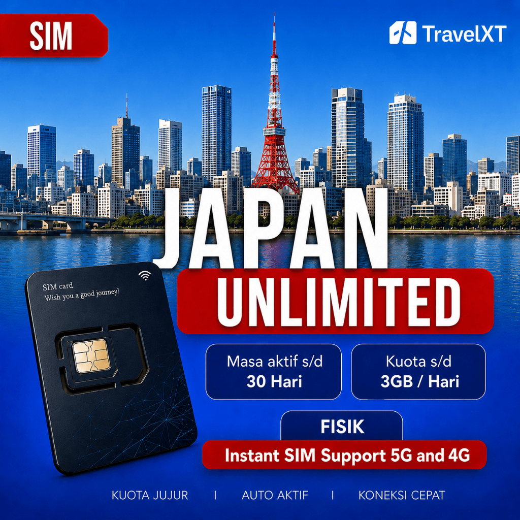 TravelXT SIM Japan | Jepang Unlimited 15-30 Days | SIM Japan True Unlimited | Travel SIM Roaming | I