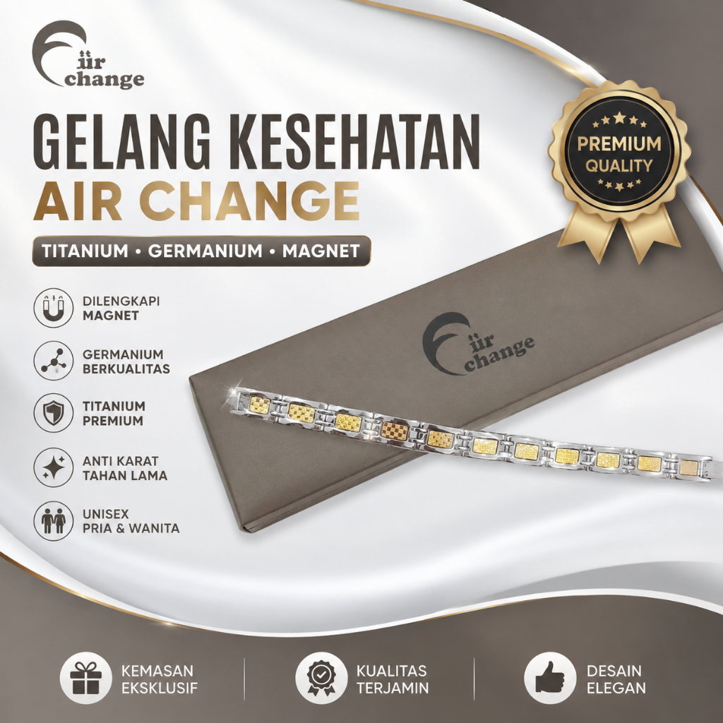Gelang Kesehatan Titanium Germanium Magnetik Premium Pria Wanita | Gelang Terapi Kesehatan Elegan