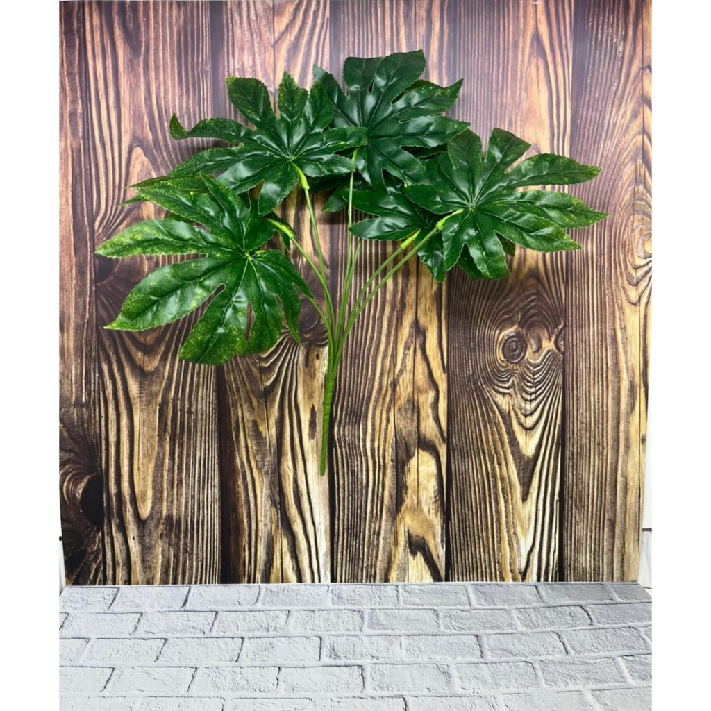 Daun Piring Emas Segi Delapan (Octagonal Golden Plate) Philodendro Xanadu - Artificial Premium Leaf