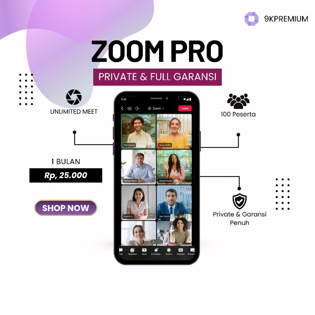 ZOOM PRO 1 BULAN 100 PESERTA GARANSI PENUH