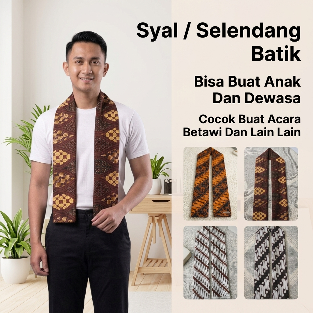 Syal Batik Pria Simple Elegan | Selendang Batik Kondangan & Event Formal