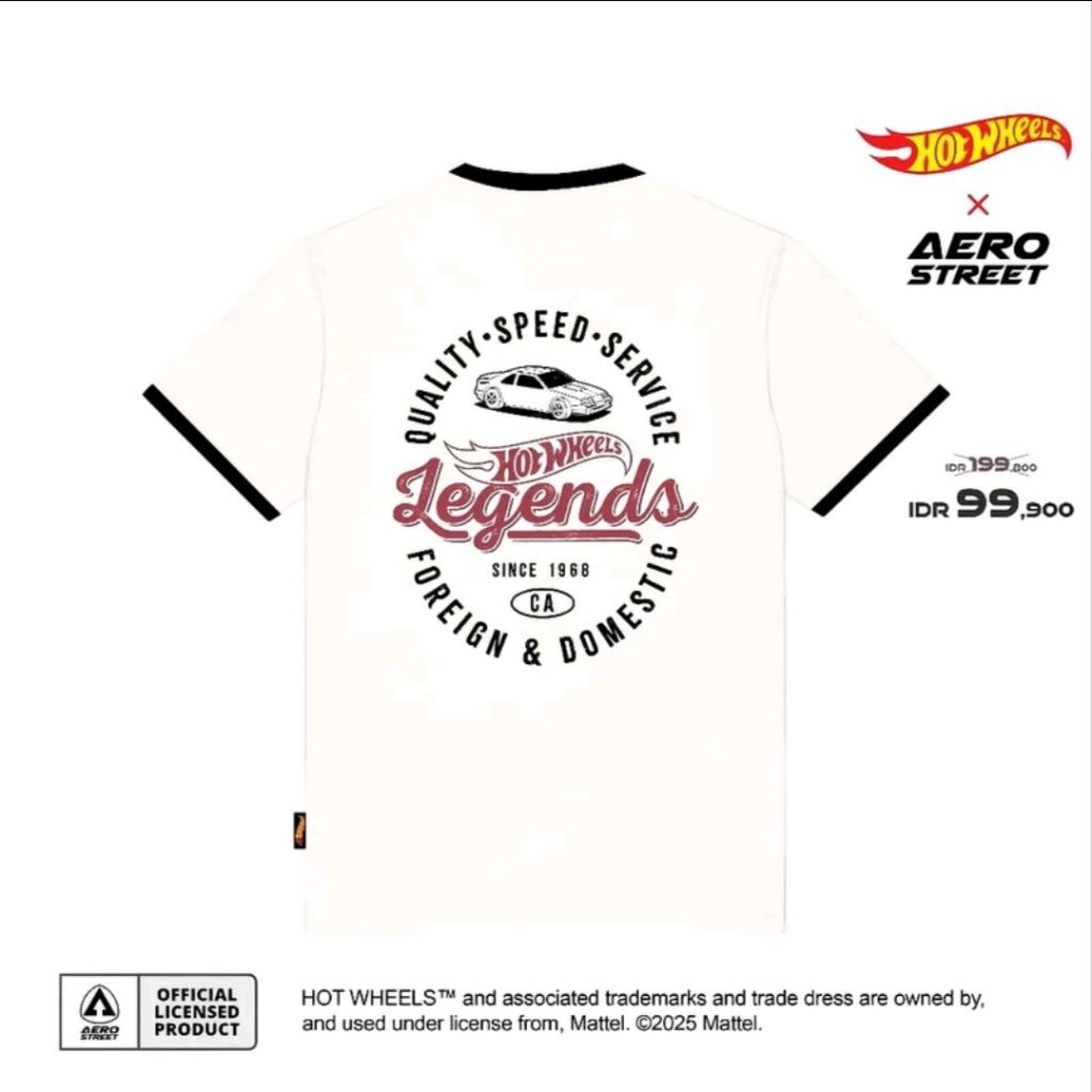 [AEROSTREET] New - Hot Wheels Club T-shirt Off White Hitam Kaos Original Aerostreet x Hot Wheels