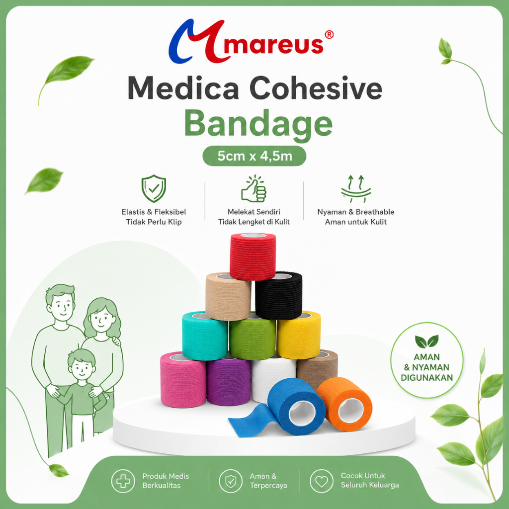 MEDICA - Wrist Tape/Cohesive Bandage/Perban Elastis/Self-Adhesive 5cm x 4.5m