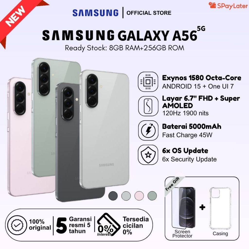 Samsung Galaxy A56 5G 8/256GB Original Resmi Garansi NFC AMOLED 120Hz 5000mAh Fast Charging – HP And