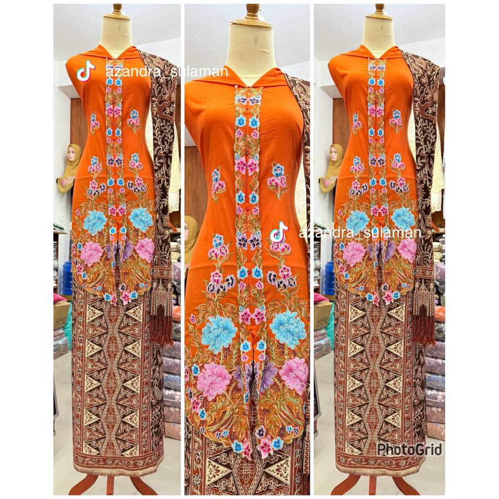 bahan kebaya encim bordir krancang manual bukittinggi padang