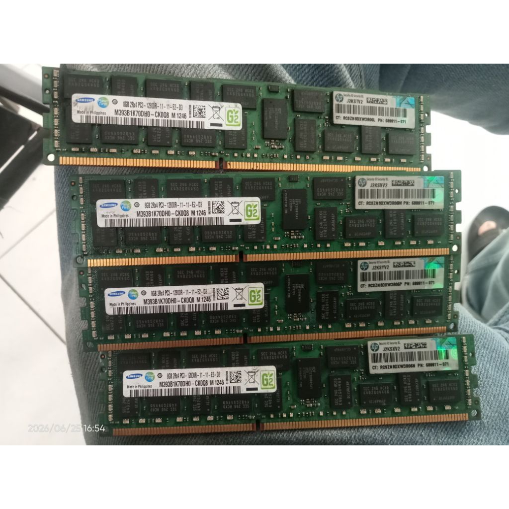 RAM Server Samsung 8GB DDR3 ECC Registered (RDIMM) PC3-12800R 1600MHz Original HP - Normal Siap Paka