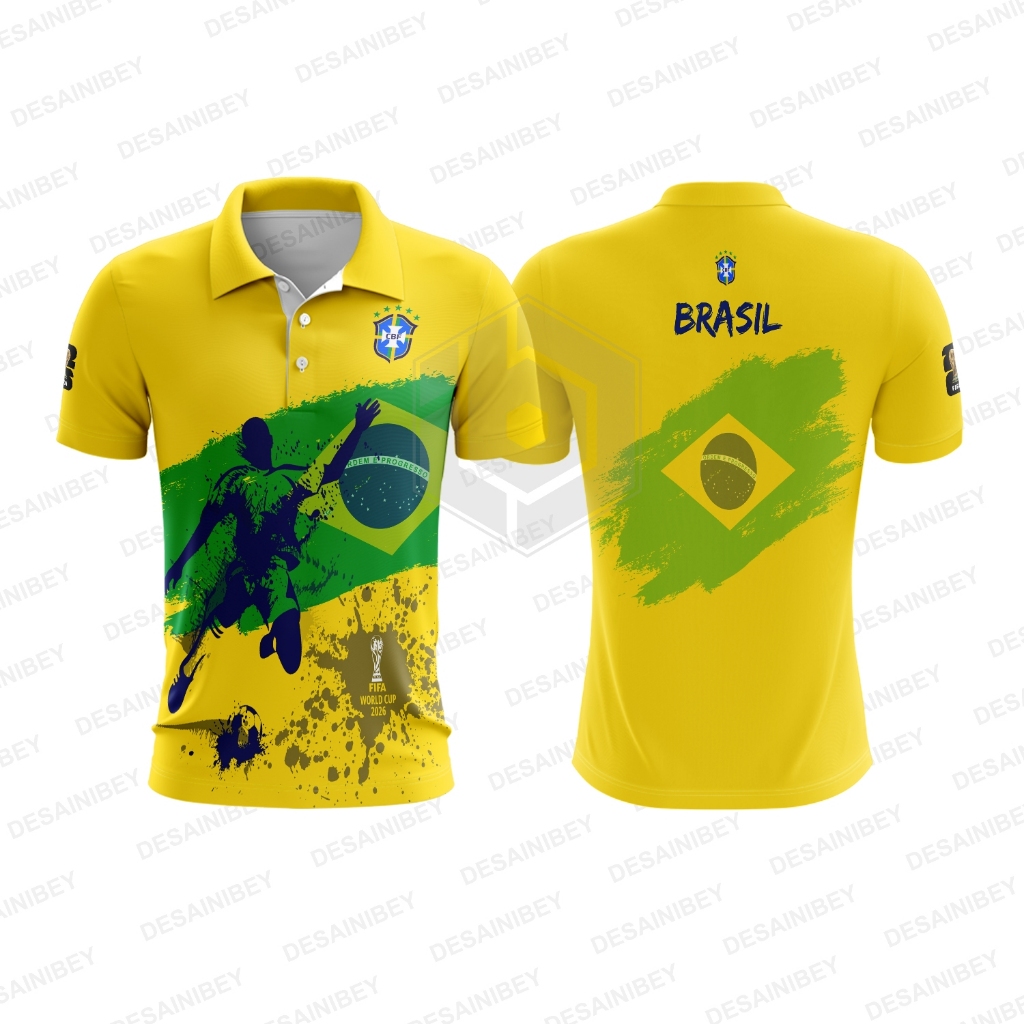 Baju Kaos Wangki Jersey Piala Dunia Brasil / Jersey Brasil Fullprint Art-02