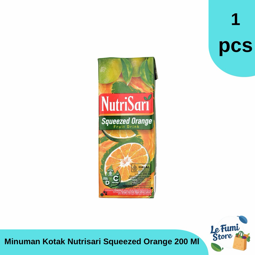 Minuman Kotak Nutrisari Squeezed Orange Less Sugar 200 Ml