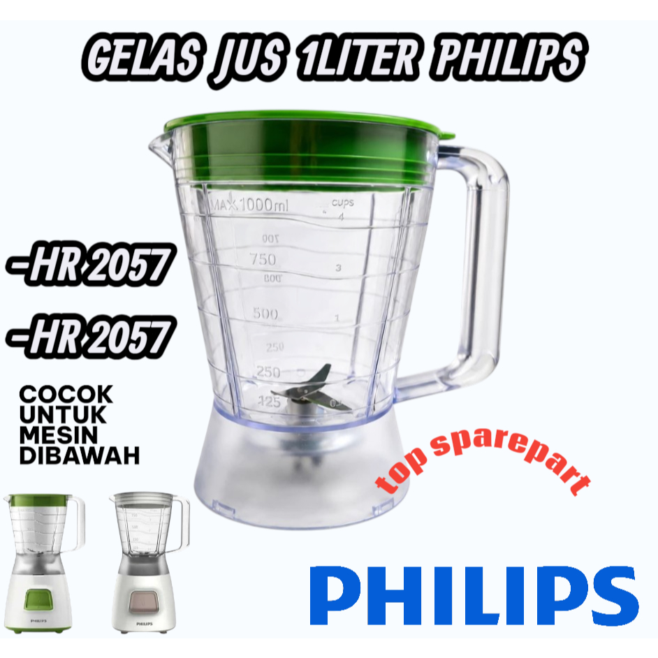 1SET JAR GELAS BLENDER PHILIPS HR2057 HR2056