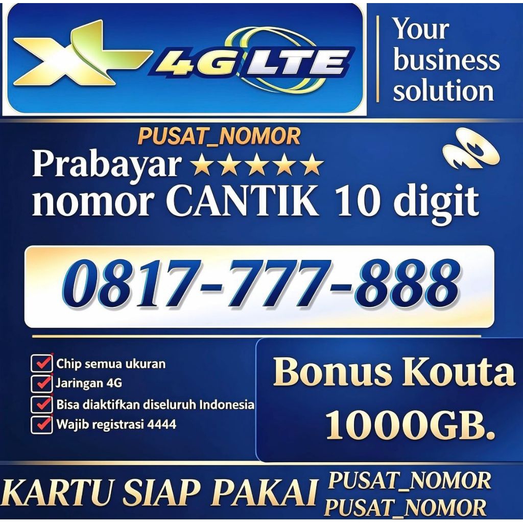kartu cantik XL 10digit degan bonus kuota 1000GB