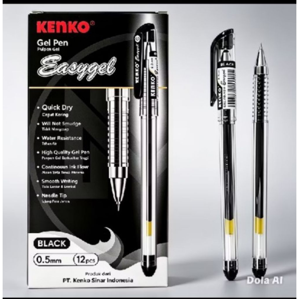 KENKO - Pena gel Kenko Isi 12 pcs / Pena gel Tinta Hitam Isi 12 pcs