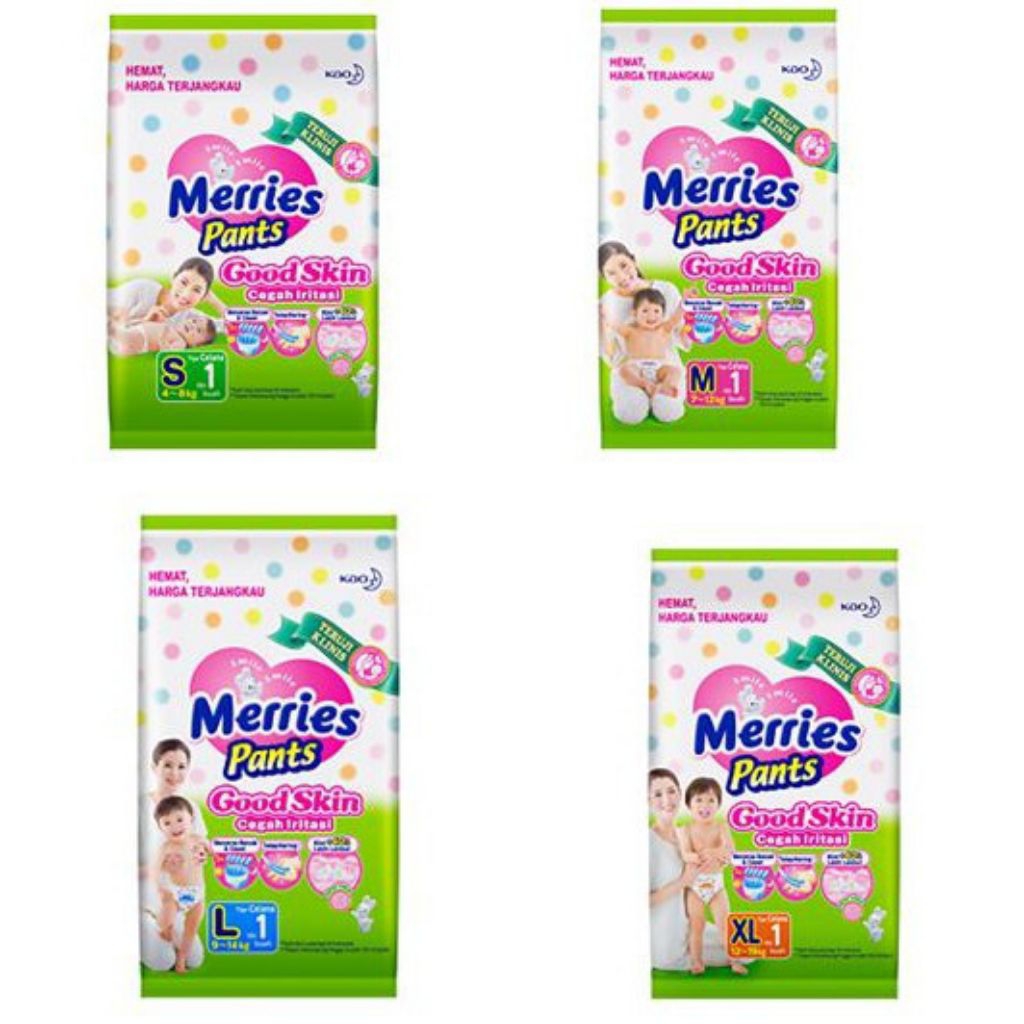 Merries sachet 1 pcs size M XL Pampers bayi Popok Bayi Murah