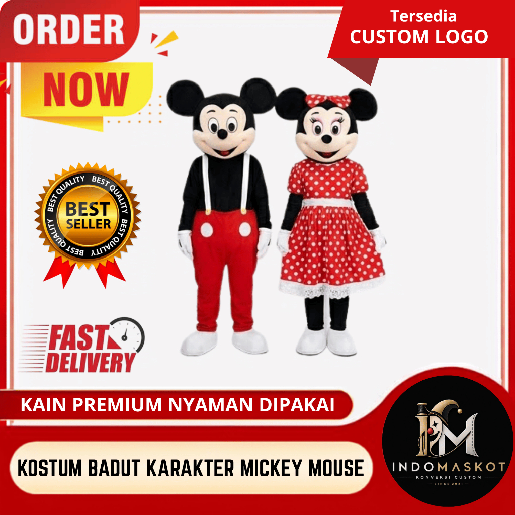 KOSTUM BADUT TERMURAH KARAKTER MICKEY MOUSE