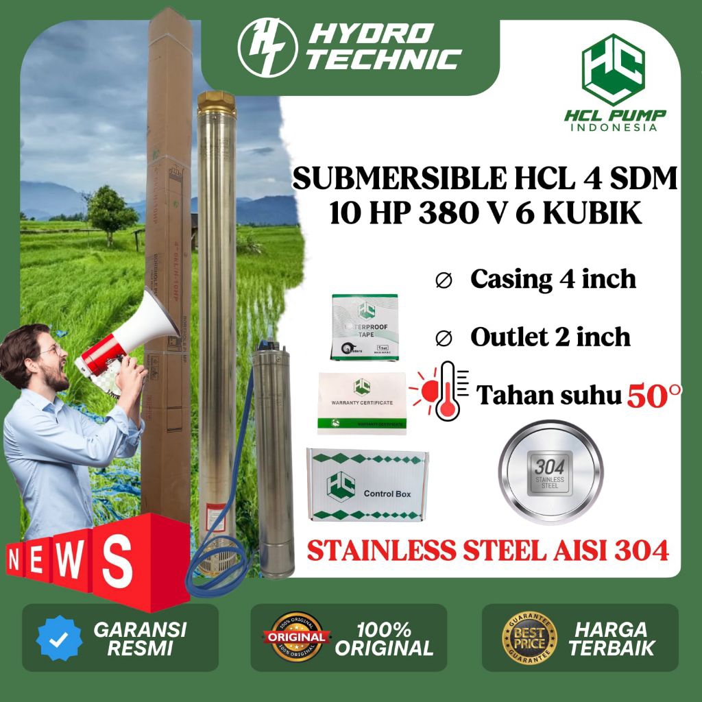 SUBMERSIBLE HCL 4 SDM 10 HP 380 V 6 KUBIK HCL ORIGINAL