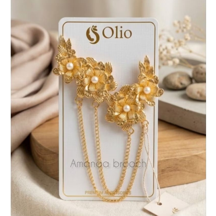 Bros pin rantai jas / Bros pin rantai hijab / Butang Pin Baju Rantai / Rantai Baju Melayu