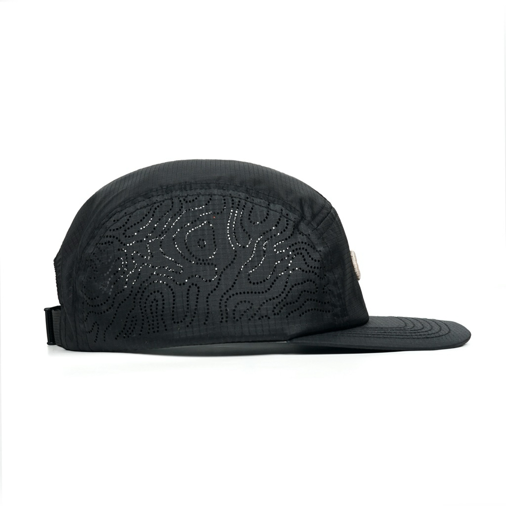 OVERSTATE - Topi Snapback 5 Panel Seri Topografy - Warna Hitam - Bahan Ripstop Water Proff Premium O