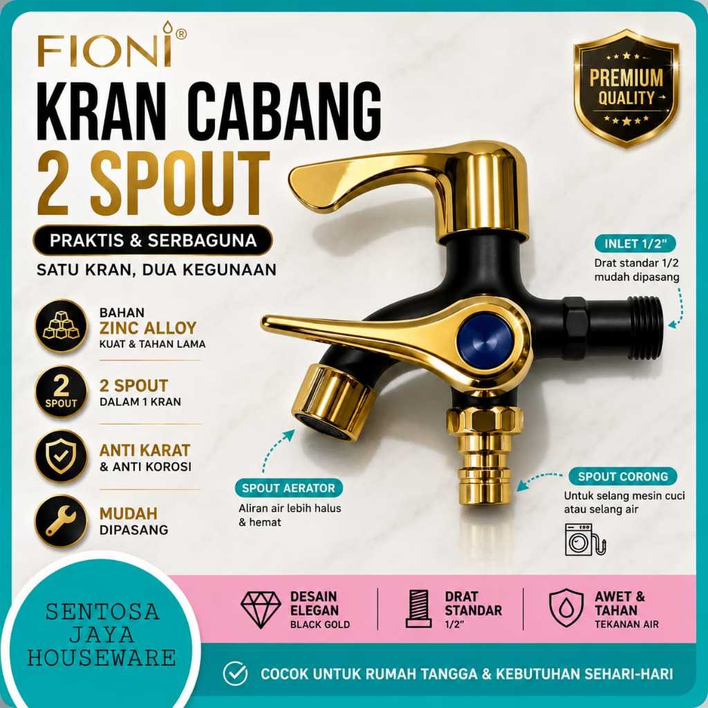 KRAN CABANG BLACK GOLD / KRAN CABANG SHOWER HITAM GOLD