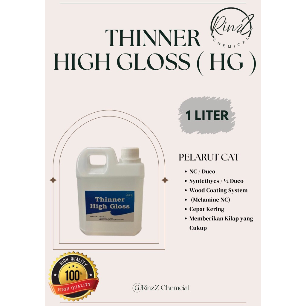 THINNER HG (High Gloss) 1 Liter / Thinner High gloss / Thinner Serbaguna