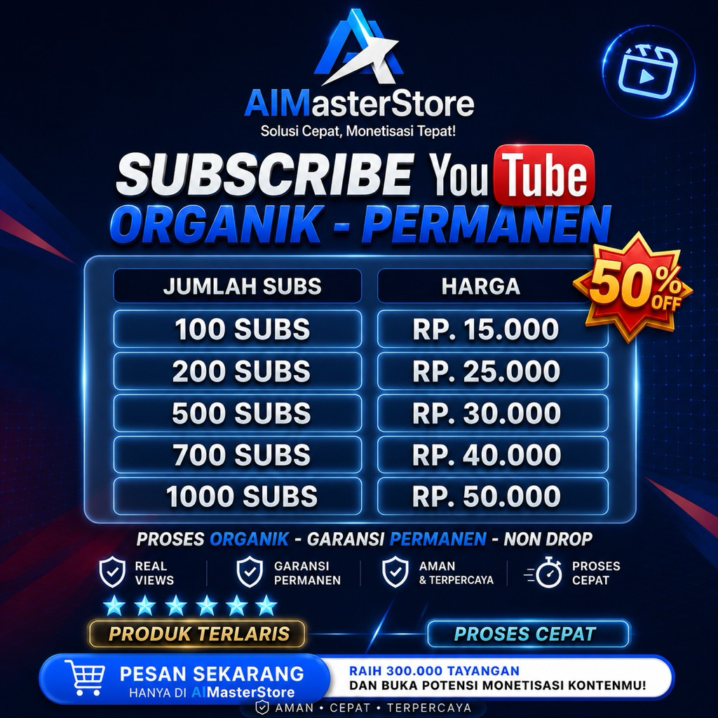 SUBSCRIBER YOUTUBE PERMANENT | ORGANIK | NON DROP | BERGARANSI